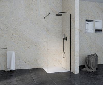 Paroi de douche à l'italienne 90x195 cm profilé noir verre transparent 6 mm Serenity - OCEA