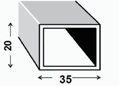 Tube rectangle acier PAF 35 x 20 x 1,5 mm 1 m CQFD