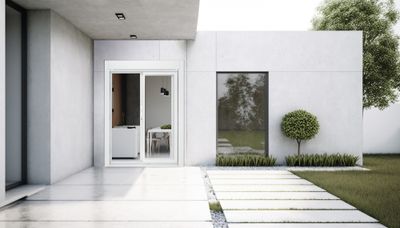 Baie vitrée coulissante pré-montée blanche 2 vantaux 2 rails avec volet roulant filaire l.2400 x H.2150 mm CLOSY