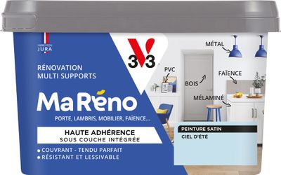 Peinture de rénovation multi- V33supports MaRéno ciel d'été finition satinée 0,5 L  - V33