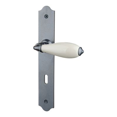 Poignées de porte Ellis fer patiné céramique beige à clé ALPERTEC