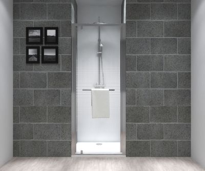 Porte de douche pivotante 90x195 cm profilé chrome verre sérigraphié 6 mm Serenity - OCEA