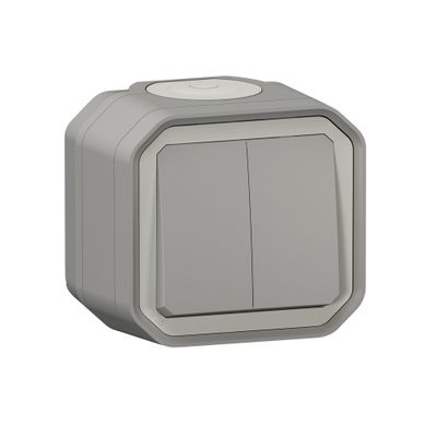 Interrupteur double va-et-vient ou poussoir saillie gris Plexo IP55 LEGRAND