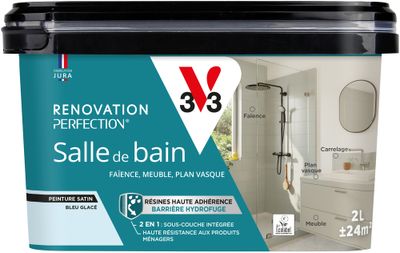 Peinture de rénovation pour salle de bain bleu glacé finition satinée 2 L - V33