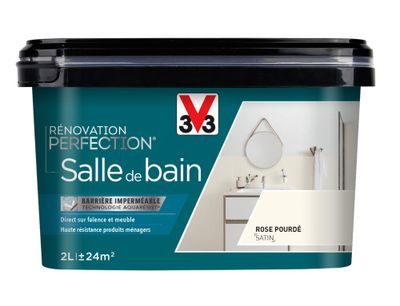 Peinture de rénovation pour salle de bain rose poudré finition satinée 2L - V33