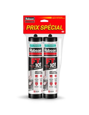 Mastic pro FT101 joint-fissure-colle translucide 280 ml par 2 RUBSON
