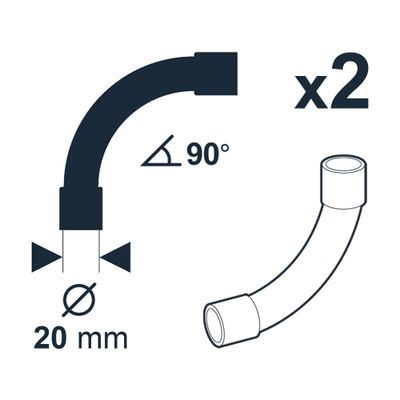 Coudes grand rayon IRL diamètre 20 mm par 2 DEBFLEX