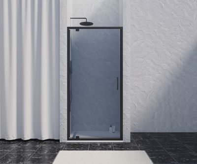 Porte de douche pivotante 100x200 cm profilé noir verre fumé 8 mm Signature - OCEA