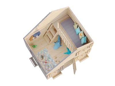 Cabane de jeux enfant en bois avec mezzanine Tom - 3,8 m² - Livraison à domicile incluse - PALMAKO