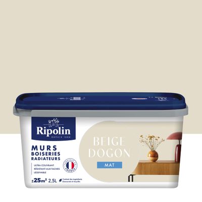 Peinture murs, boiseries et radiateurs beige dogon mat 2,5 L - RIPOLIN
