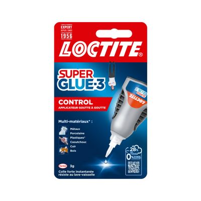 Colle de réparation Super Glue-3 Control Multi-matériaux liquide tube 3 g - LOCTITE