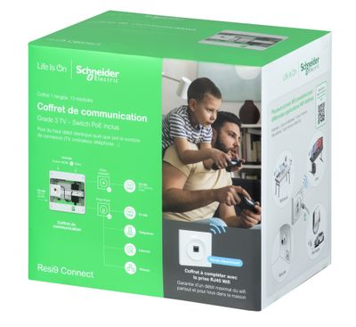 Coffret de communication grade 3TV 4 RJ45 + switch PoE - Resi9 Connect SCHNEIDER ELECTRIC
