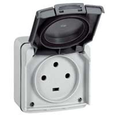 Prise électrique étanche IP55 en saillie 3 pôles + terre 20A Gris - Plexo LEGRAND