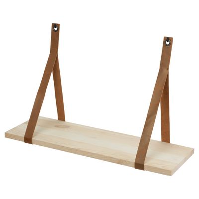 Etagère avec lanières en cuir cognac DURALINE