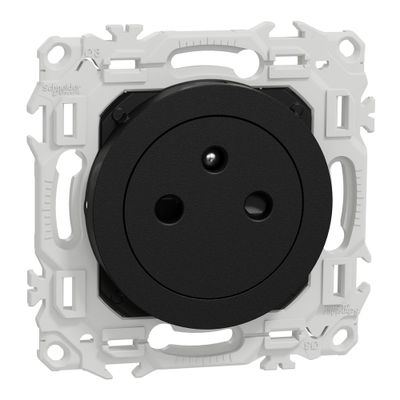 Prise affleurante 2 pôles + terre à bornes automatiques Odace 2025 noir - SCHNEIDER ELECTRIC