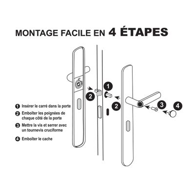 Poignées de porte sans perçage Meudon K laiton satiné à cylindre LINEA BERTOMANI