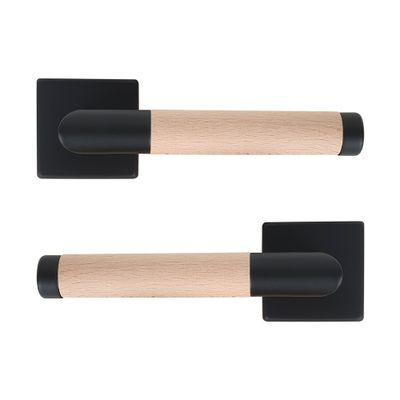 Poignées de porte sur rosaces carrées sans trou Pretty bois brut ALPERTEC