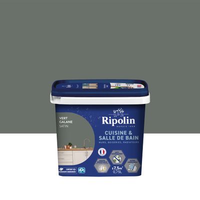Peinture Cuisine & Bain Vert Galane satin 0,75 L - RIPOLIN
