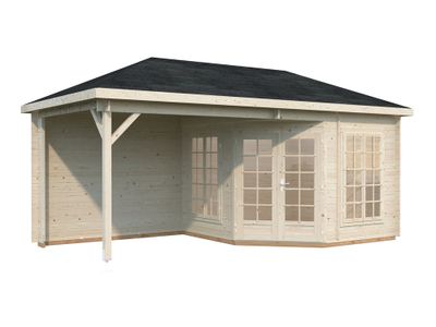 Pavillon de jardin en bois avec pergola Melanie - 19,3 m² hors-tout - Livraison à domicile incluse - PALMAKO