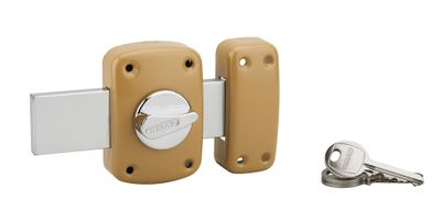 Verrou de porte garage Corvette à bouton pêne rallongé et cylindre 30 mm doré 3 clés THIRARD