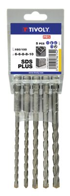 Coffret de 5 forets béton SDS+ 160 mm diamètre 6 à 10 mm TIVOLY